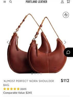 Portland Leather Nora Crescent Shoulder Bag in Nutmeg